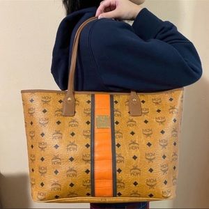Authentic Mcm Tote in Orange Stripe